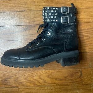 SCHUTZ STUDDED BOOT SIZE 8.5 black leather